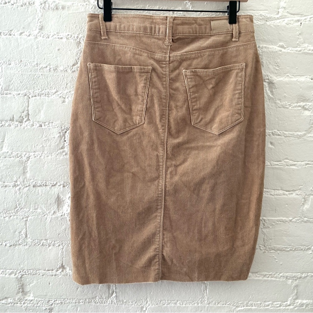 C’EST Toi Black Label Tan Corduroy Skirt High Waist Fall Neutral Stretch NWT L - Picture 2 of 8